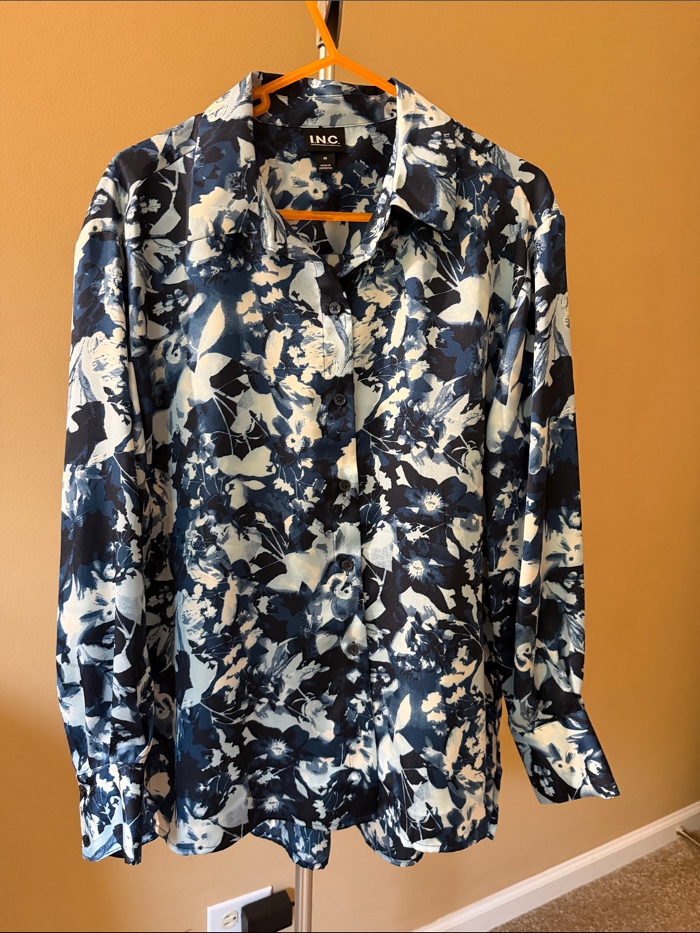 INC International Concepts Women’s Navy & White Floral Button-Up Shirt Jacket